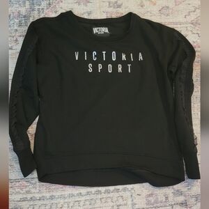 Victoria's Secret Sport Black Women's Sweatshirt With Sparkle Logo.